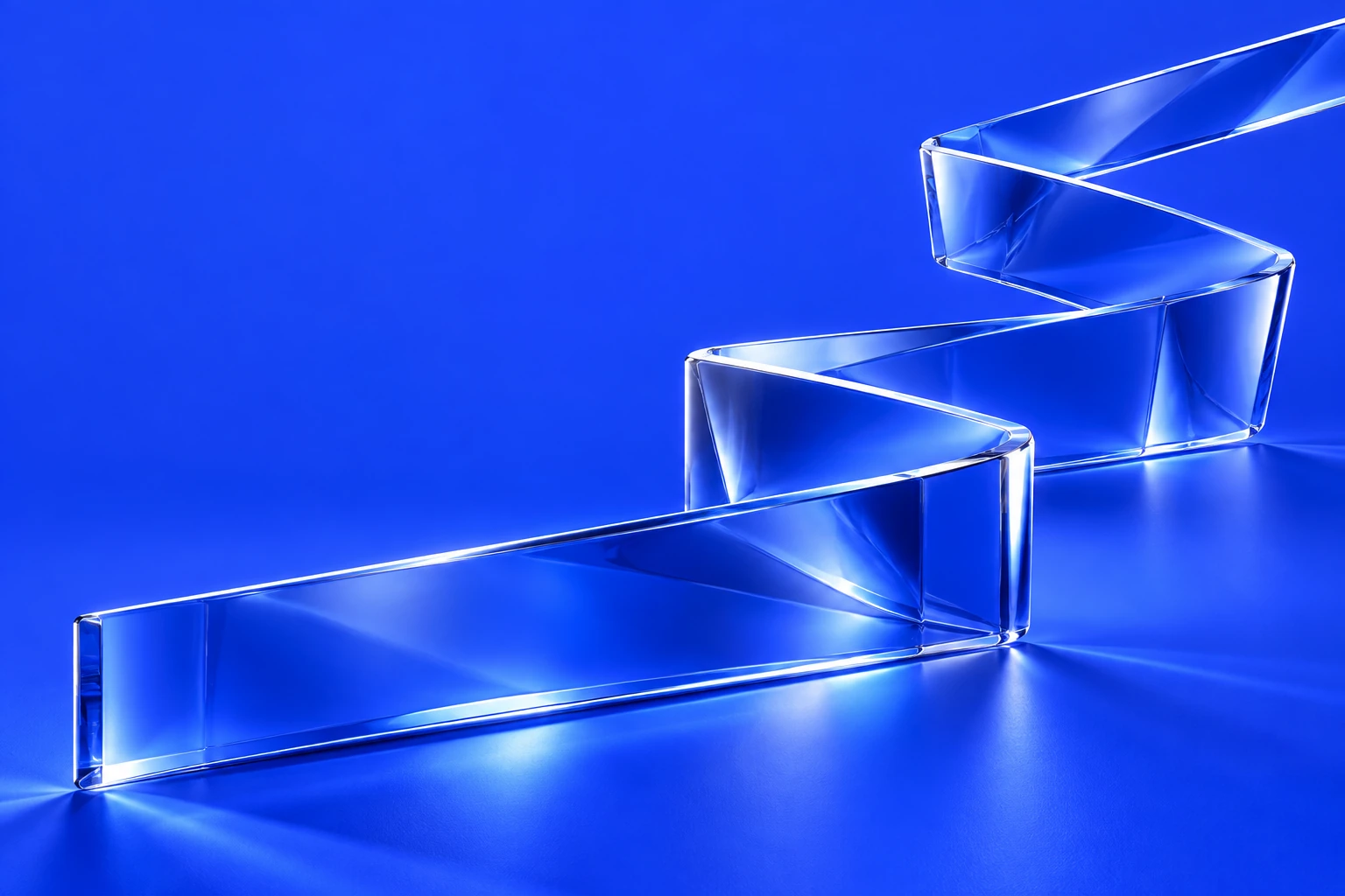 A folded blue glass ribbon